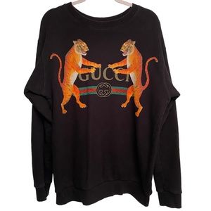 Gucci Black Sweatshirt with Orange Tiger Motif